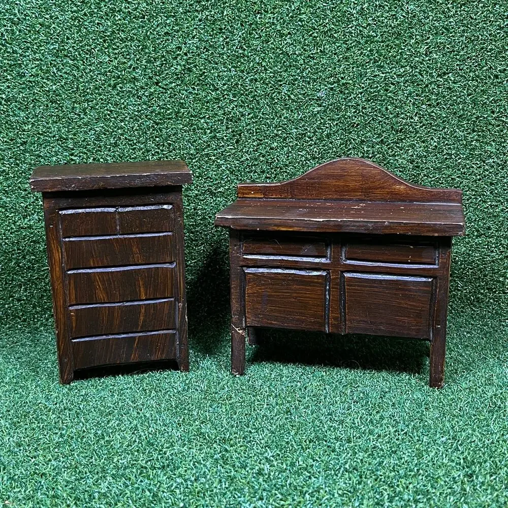 Vintage Miniature Wooden Cabinet Dollhouse Furniture